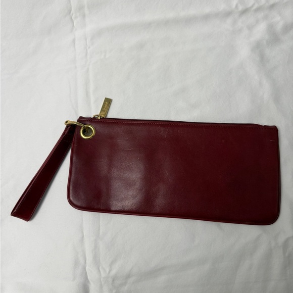 HOBO Red Leather Wristlet with Gold Accents - Picture 3 of 14